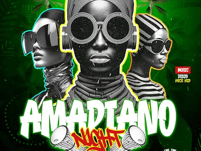 AMAPIANO NIGHT (PARTY POSTER) advertising branding color theory design flyer graphic design illustration logo party poster photoshop vector