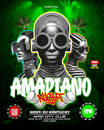 AMAPIANO NIGHT (PARTY POSTER) advertising branding color theory design flyer graphic design illustration logo party poster photoshop vector