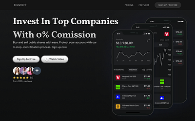 Invest Website drack mood invest landing page invest lending page invest website treading tred trending ui ui