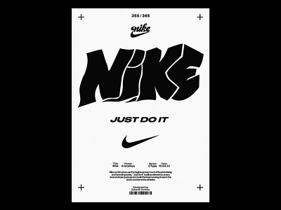 Nike: Just Do It - Distorted Typographic Poster black and white bold branding color contrast creative design graphic design just do it minimalist minimalist design modern modern poster nike poster poster design typo typography