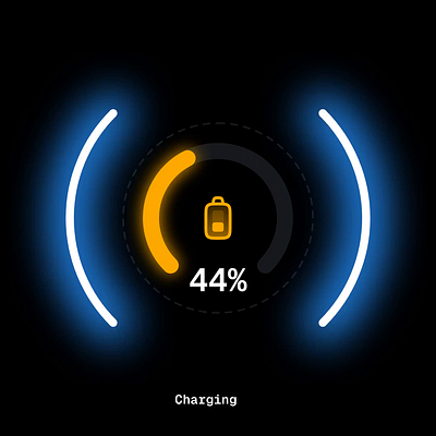 Charging Battery Animation animation battery blinking charging dark mode illustration jitter motion graphics spinning stats ui