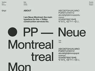 Neue Montreal: Classic Grotesk Type Specimen black letters bold color match font design graphic design grey minimalist minimalist design modern modern design modern type print design typo typography