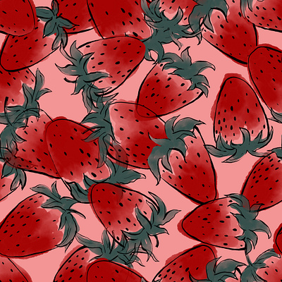 Sweet Strawberry on Pink. Seamless pattern fabric fashion packaging pattern red seamless strawberry textile watercolor