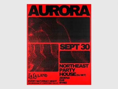 La La Land - Gritty Event Poster aurora dark tone design graphic design invitation invitation poster la la land modern poster posterdesign red red background typo typography vibrant