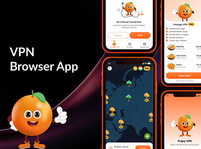 VPN Browser App 3d branding browserapp browsingapp cartoons casestudy graphic design graphics logo mascots mobileapp motion graphics ui ux vpn vpnapp