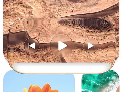 Liquid Glass Music Player 3d apple design glass ui glassmorphism ios26 ipados iphone liquid glass music player refraction transparent ui