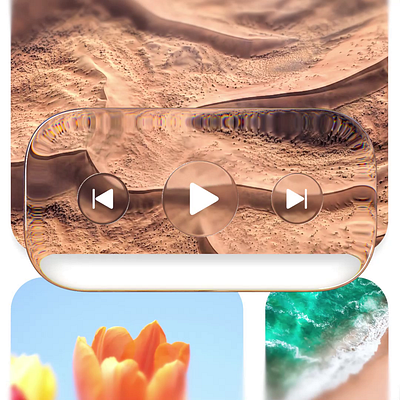 Liquid Glass Music Player 3d apple design glass ui glassmorphism ios26 ipados iphone liquid glass music player refraction transparent ui