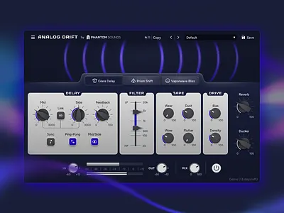 "Analog Drift" UI for Phantom Sounds: full view ableton audio audio plugin daw desktop flat logicpro music music production sketchapp ui uidesign vst vst gui vst plugins