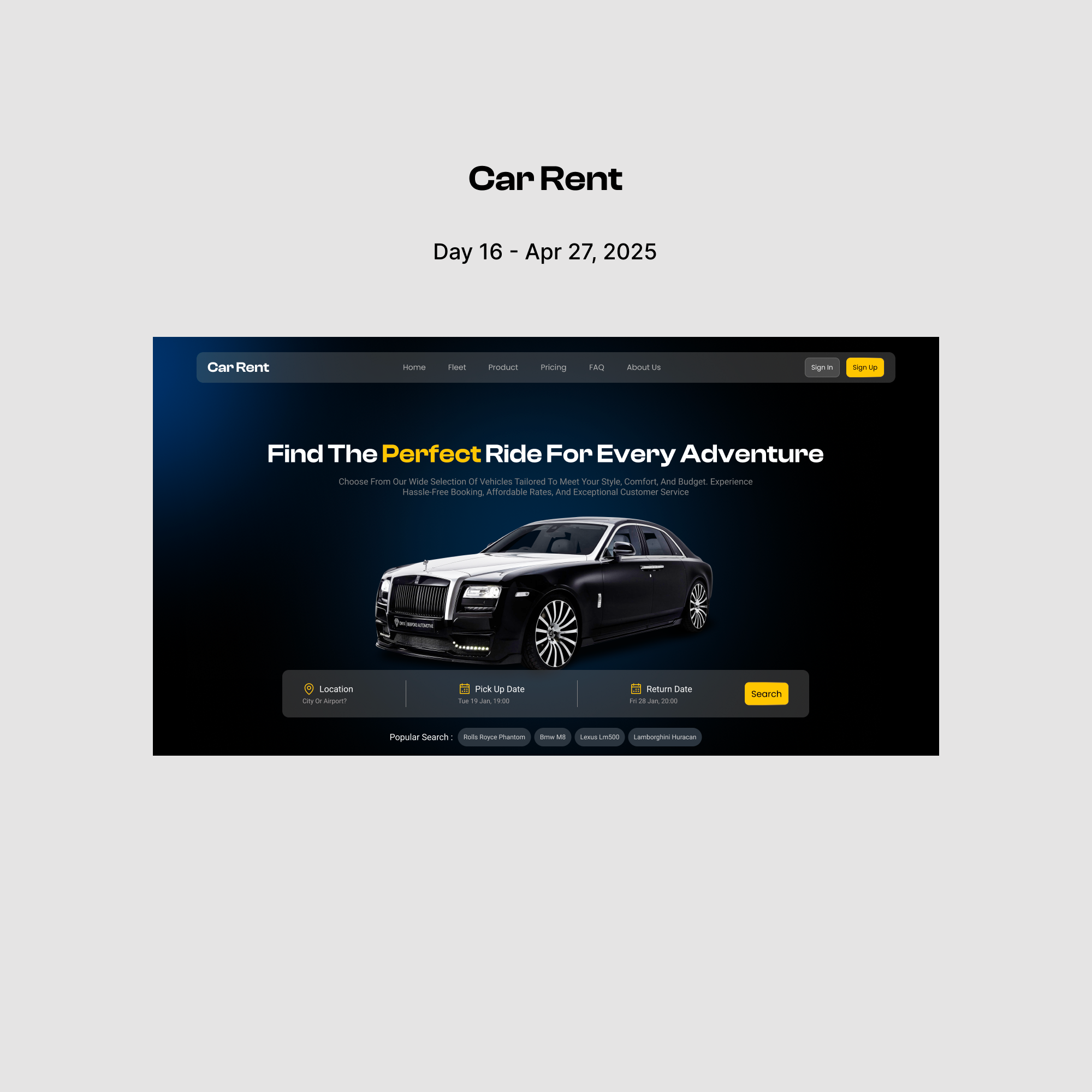 Car Rent landing page ui web design
