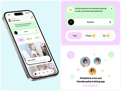 PottyPal - Kids Potty Training Mobile App - Home Screen app app design appconcept childcare dailyui kids kids app kids potty training kids potty training mobile app kidsfriendly mobile app mobileui potty training app pottypal pottypal mobile app pottytraining uidesign