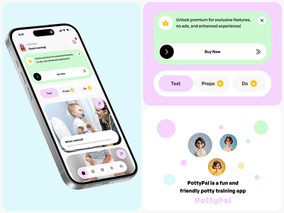 PottyPal - Kids Potty Training Mobile App - Home Screen app app design appconcept childcare dailyui kids kids app kids potty training kids potty training mobile app kidsfriendly mobile app mobileui potty training app pottypal pottypal mobile app pottytraining uidesign