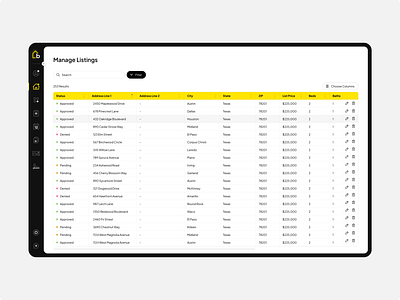 Real Estate Dashboard List app dashboard house interaction interface list manage real estate table ui ui ux ux web website