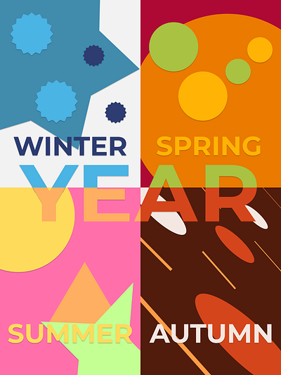 YEAR (WINTER, SPRING, SUMMER, AUTUMN) autumn graphic design logo spring summer winter year