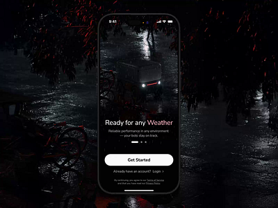 Robot Intro Onboarding Screen II app bot consent dark mode dark theme design experience get started interface management night onboarding robot screen slider start ui ux