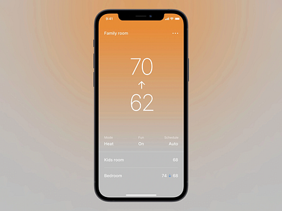 Smart Home Thermostat Control Mobile UI app app design app features application application design colorful controlling app creative design gradient minimalist modern thermostat control ui ui design user interface ux design uxui