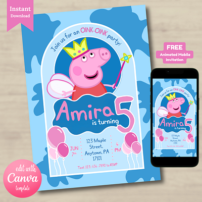 PEPPA PIG BIRTHDAY INVITATION birthday peppa pig peppa pig birthday peppa pig birthday invite peppa pig invitation peppa pig themed