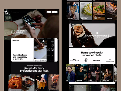 Video-Guided Cooking App Website: "Cook with Chefs" cooking cooking app culinary design home cooking intuitive design learning app mobile app mobile app promotion ui ui design user interface ux design uxui video leaning