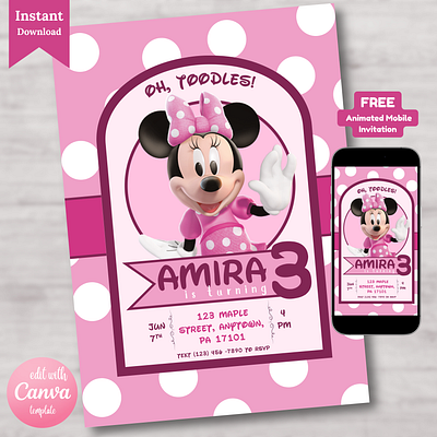 MINNIE MOUSE BIRTHDAY INVITATION TEMPLATE birthday invitation minnie minnie mouse minnie mouse birthday invite
