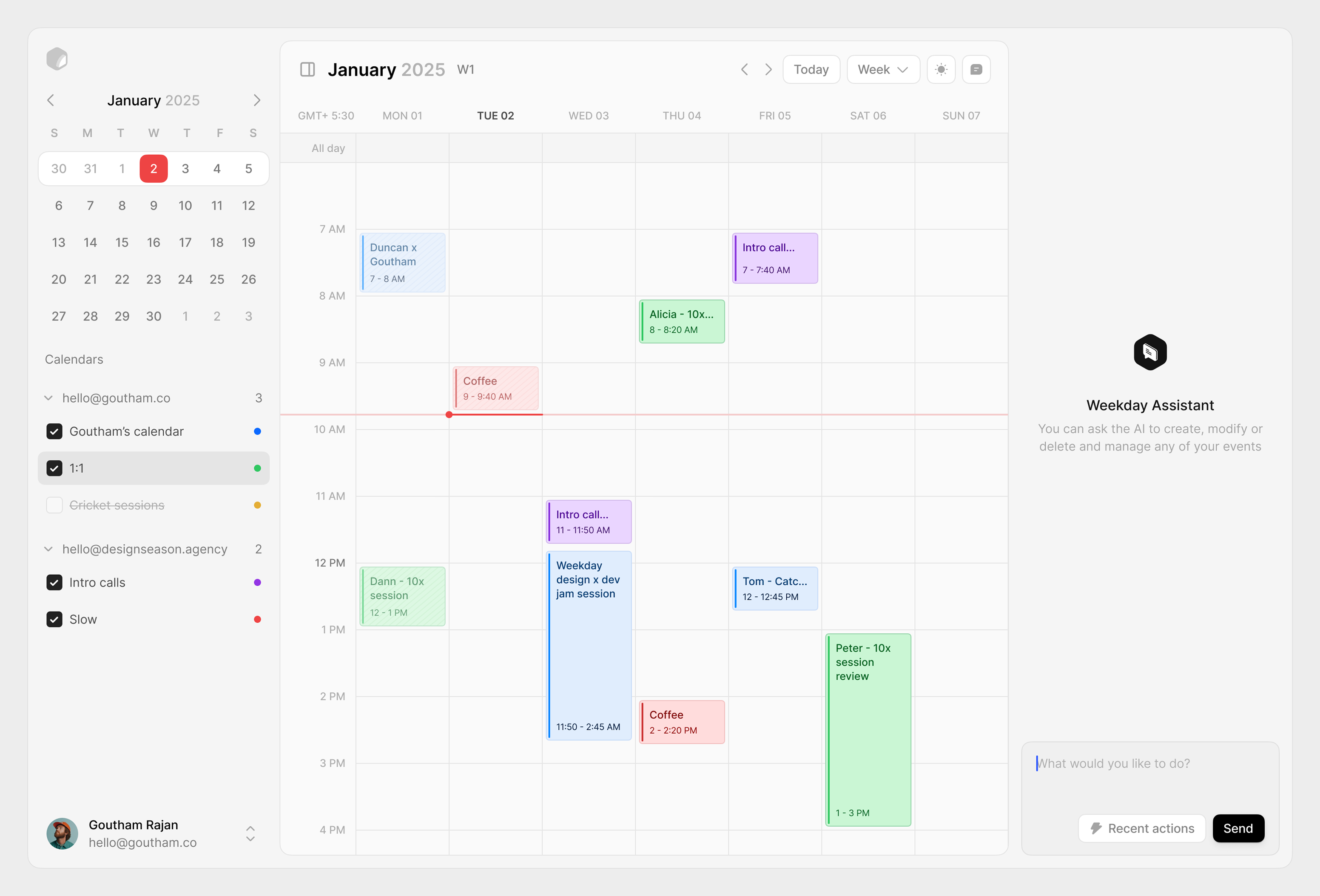 Weekday.so - Meet your calendar assistant product ui ux