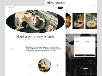 Noire - Restaurant Website Design branding clean design editorialwebsite fb food website landing page minimal ui restaurant ui uidesign uiux web design website