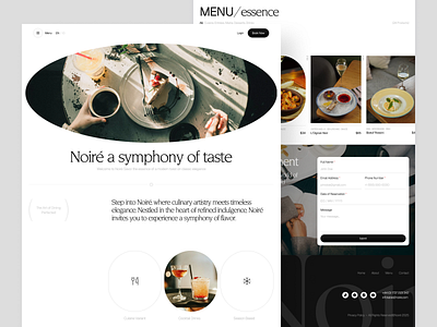 Noire - Restaurant Website Design branding clean design editorialwebsite fb food website landing page minimal ui restaurant ui uidesign uiux web design website