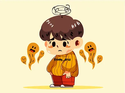 Mental Health with Cartoon Boy anxiety awareness background brain doctor education health healthcare healthy hospital medic medical mental mind patient psychological social stress wellbeing wellness