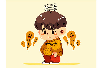 Mental Health with Cartoon Boy anxiety awareness background brain doctor education health healthcare healthy hospital medic medical mental mind patient psychological social stress wellbeing wellness