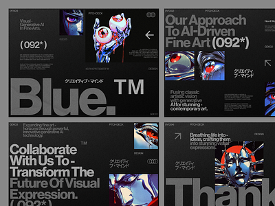 Blue.™ - Visual Generative AI in Fine Arts ✨ agency studio ai aigeneratedart artificial intelligence bold typo businesspitch deck design generativeai graphic design layout design pitch pitch deck pitch deck design pitchdeck presentation presentationdesign slide slide deck startupdesign swiss design