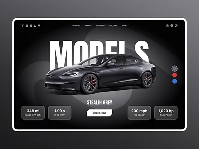 Tesla Cars Website UI Design animation graphic design hero design hero header ui design web design website ui design