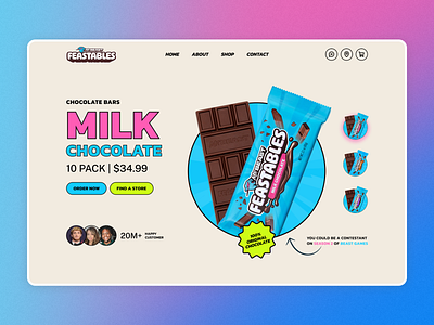 Mr Beast Feastables Website UI Design animation design graphic design hero design hero header ui ui design web design website ui design