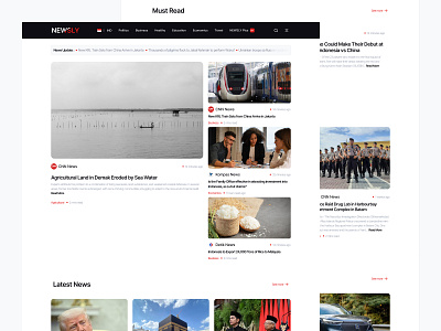 Newsly - News Website clean design landingpage minimalism news ui ux web website