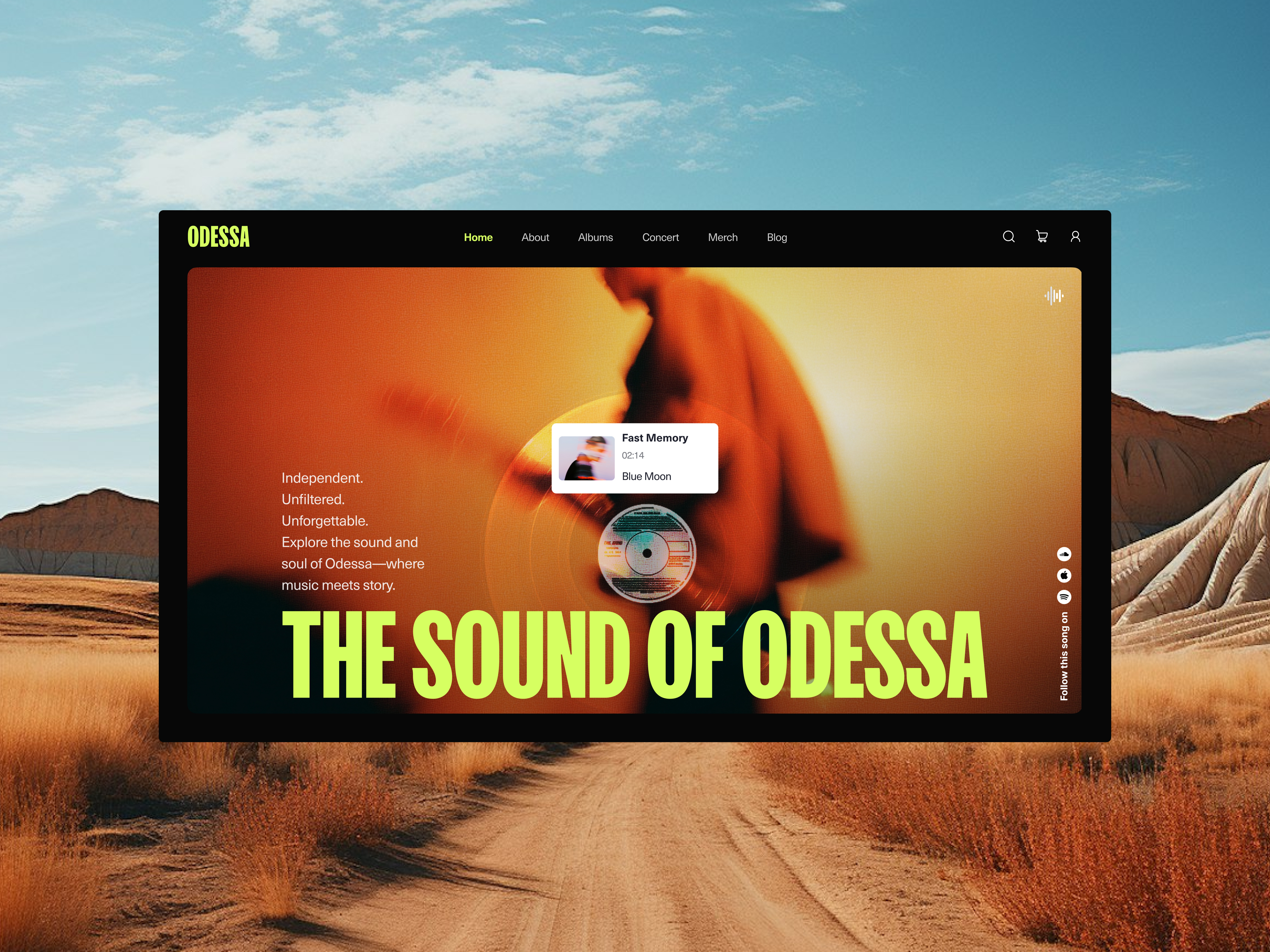 ODESSA - Music player Web design app design best ui bold design hero section landing page music platform music ui music website startup ui ux design user interface visual design web design