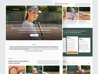 tennishub - Tennis court rental website clean design cournt modern rental service tennis tennis court rental ui ux web design