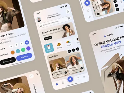 E-commerce Fashion App Ui Design app arobix blue clothing ecommerce fashion minimal mobile app onboarding online store shopping shopping app store stylish trading ui ux web web store winter