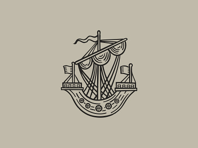 Sailing the Seven Seas ancient badge boat branding design graphic design illustration juice logo medieval medieval boat medieval illustration old school typography vector