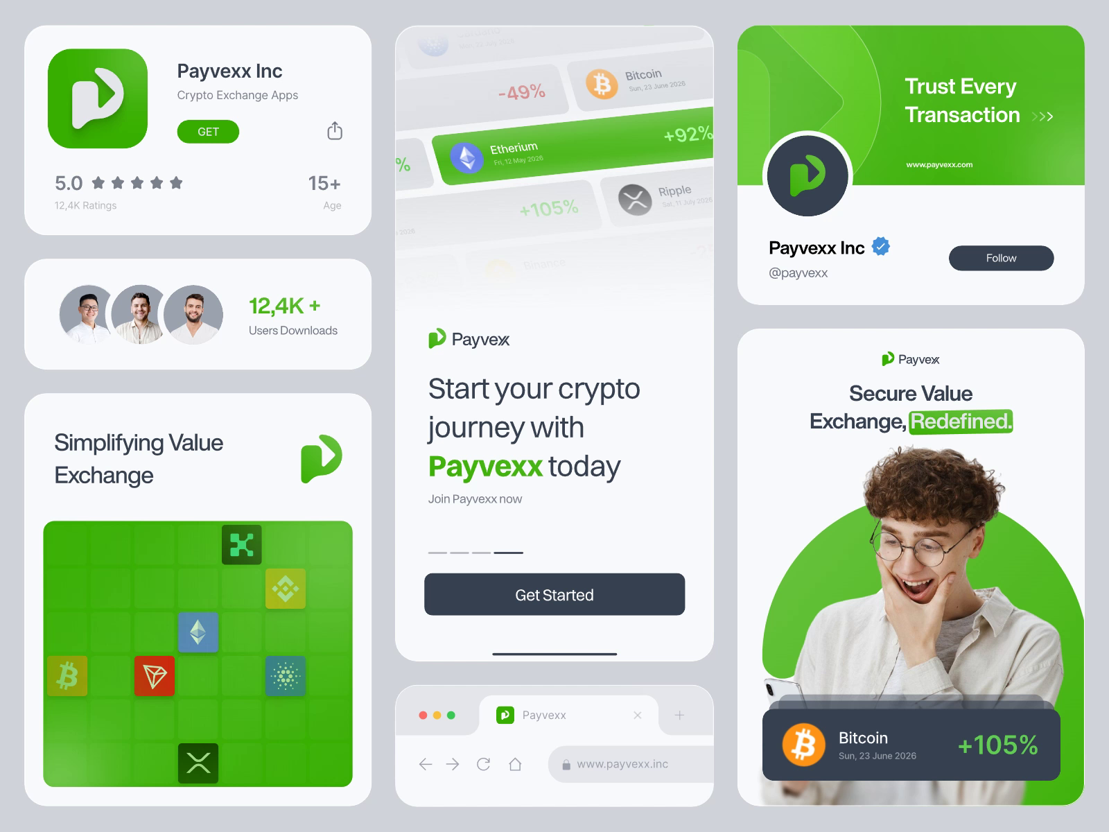 Example of Payvexx - Cryptocurrency Exchange Logo & Branding