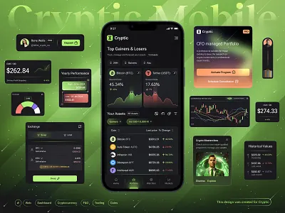 Crypto Trading App - Home / UI Components 3d analytics animation application bento grid branding crypto dark theme dashboard design finance fintech fintech dashboard illustration minimal mobile app motion graphics ui ui components web design