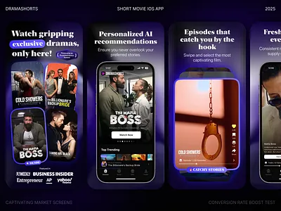 DramaShorts - AppStore Screens appstore aso design dramashorts graphic konturpasha typography