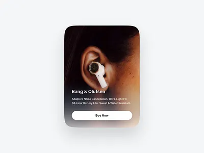 UI cards with progressive blur concept earbuds product page progressive blur technology ui ui cards ui design ui ux