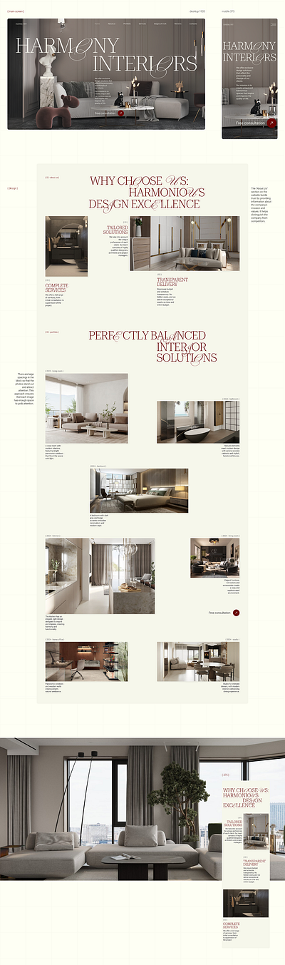 Landing page Interior design studio branding design development site graphic design landing page site ui website