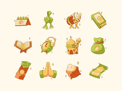 Ramadhan Icon Set asset branding icon icon set illustration ramadhan social media