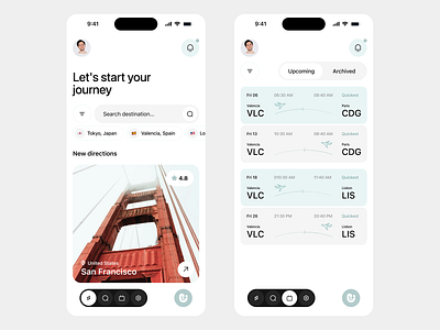 Travel app powered by ai ai travel app tickets artificial intelligence journey ai app journey app minimal app minimal travel app mobile app ai mobile app for travel modern app modern mobile app search app tickets travel ai travel app travel mobile app travel ui ui ui mobile app uiux