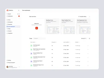 Chatform: Form Submission in a SaaS CRM admin panel b2b software crm customer management customer relationship management dashboard data management form builder form submission product design saas saas design ui ux web app design web design