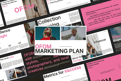 Ofom – Marketing Plan Presentation branding campaign design editorial design graphic design marketing model outfit pitch deck presentation strategy streetwear style