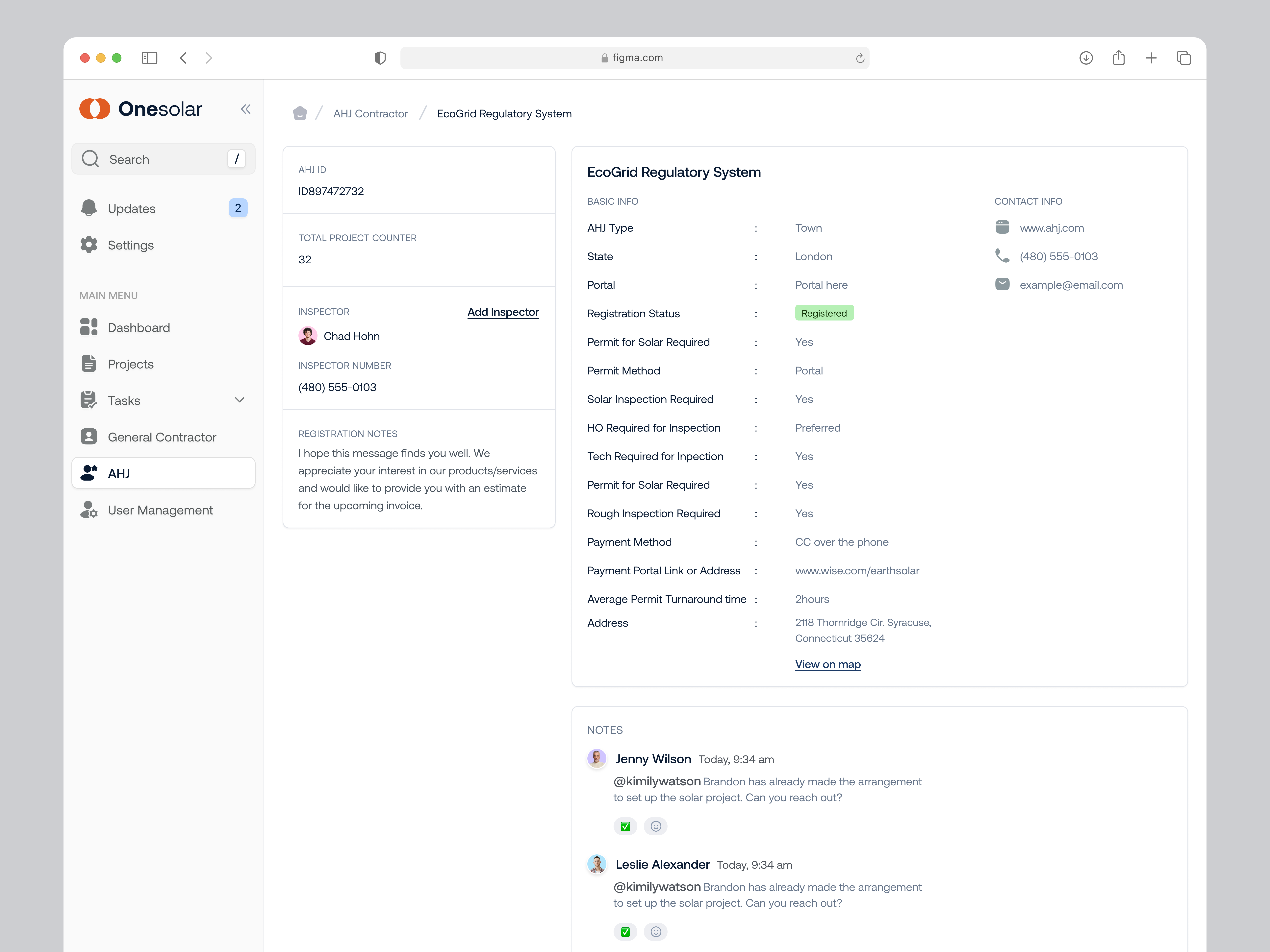AHJ Contractor Details — Solar Platform clean ui construction dashboard energy field job management product design roofing saas solar ui design webapp