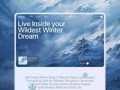 Iceburg Luxury Winter Retreats agency camp campaign design home page ice iceburg landing page minimal mountain orix sajon tourism travel travel agency ui ux vacation website
