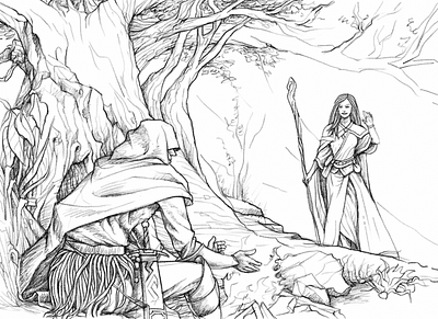 Young Wizard of Kaskihan assassin drawing creed drawing detailed drawing detailed pencil drawing drawing drawing in pencil forest drawing medieval mysterious men pencil drawing princess of magic realistic drawing sword warrior warrior wizardry