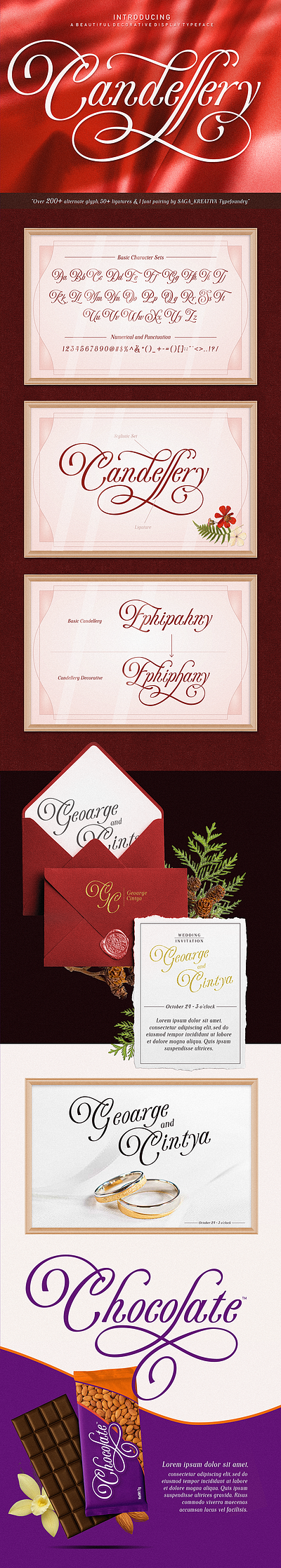 💌 Meet Candellery — A Beautiful Decorative Typeface. calligraphy font calligraphy style decorative font elegant font font design typography wedding font wedding invitation