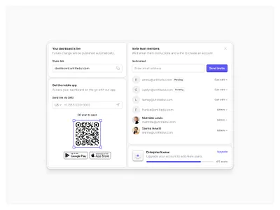 Bento modal — Untitled UI invite invite team modal product design qr code share ui design user interface