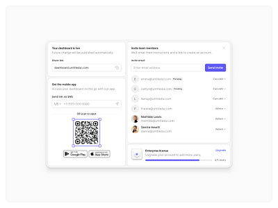 Bento modal — Untitled UI invite invite team modal product design qr code share ui design user interface